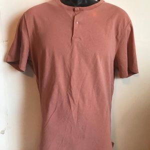 Lululemon Men's Dark Orange Acid Wash 2 Button Short Sleeve Active Shirt